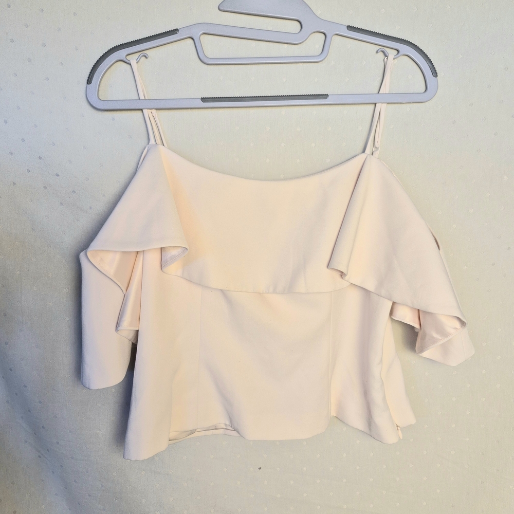 Eliza J Ruffled Cold Shoulder Pink Top Size 8